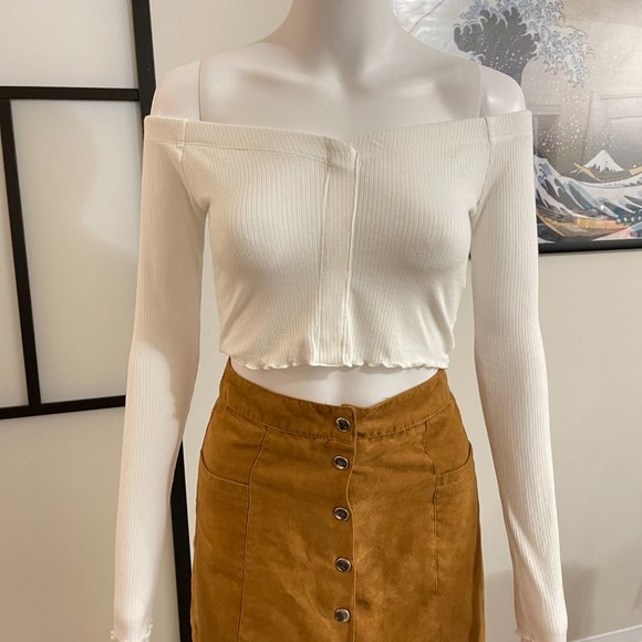 forever 21 white off shoulder crop top - Picture 3 of 5